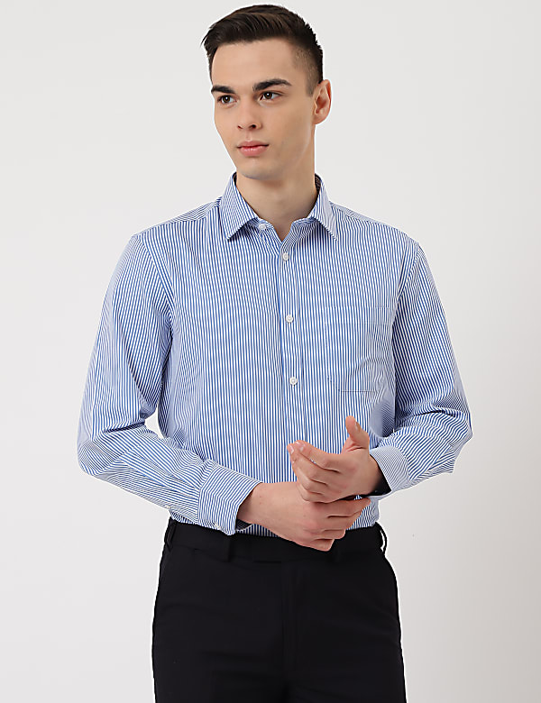 Pure Cotton Striped Classic Collar Shirt