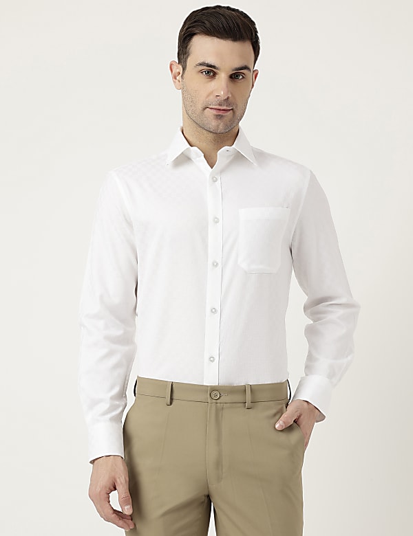 Pure Cotton Slim Fit Textured Shirt