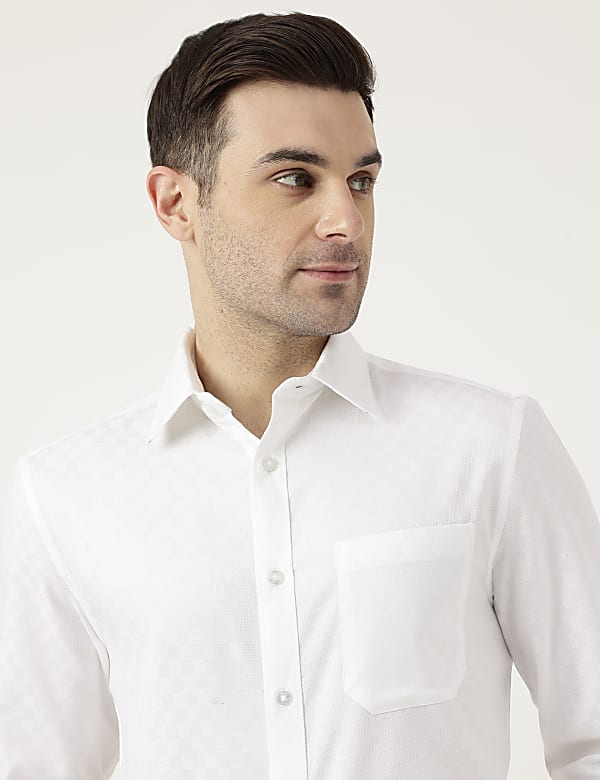 Pure Cotton Slim Fit Textured Shirt