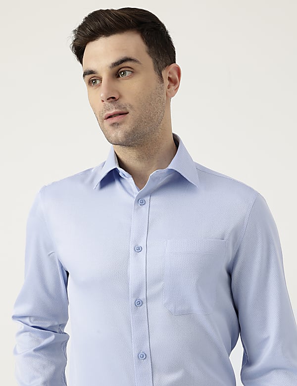 Pure Cotton Slim Fit Textured Shirt