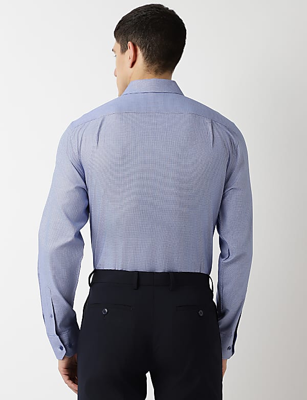 Pure Cotton Textured Spread Collar Shirt