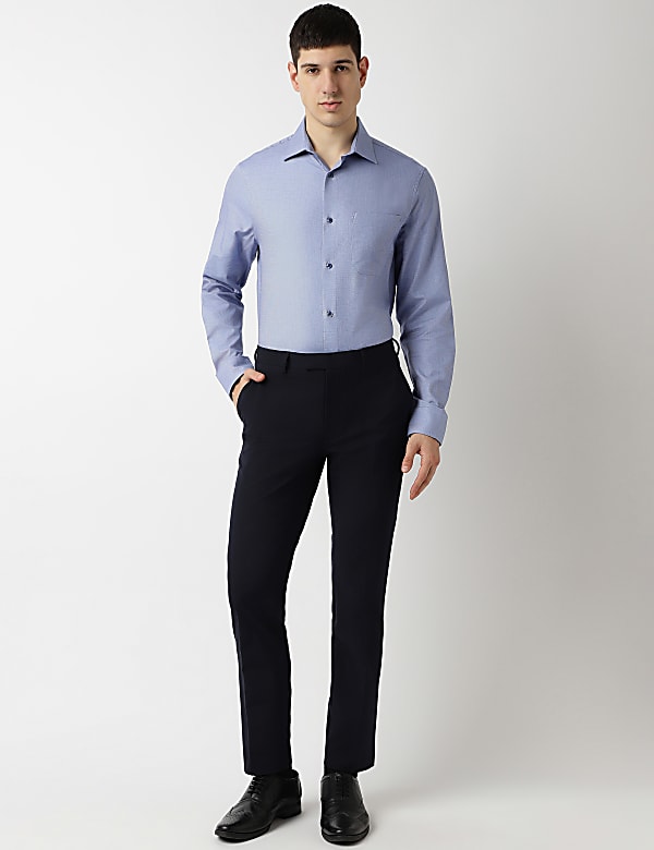 Pure Cotton Textured Spread Collar Shirt