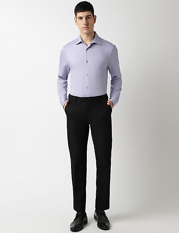 Pure Cotton Textured Spread Collar Shirt