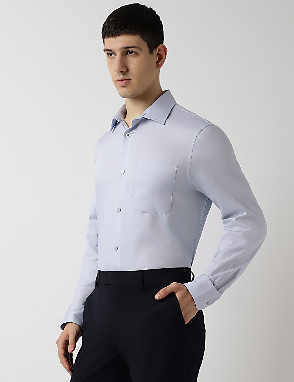 Cotton Rich Plain Spread Collar Shirt