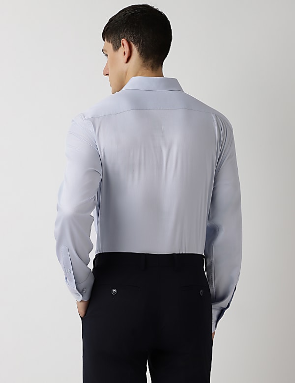 Cotton Rich Plain Spread Collar Shirt