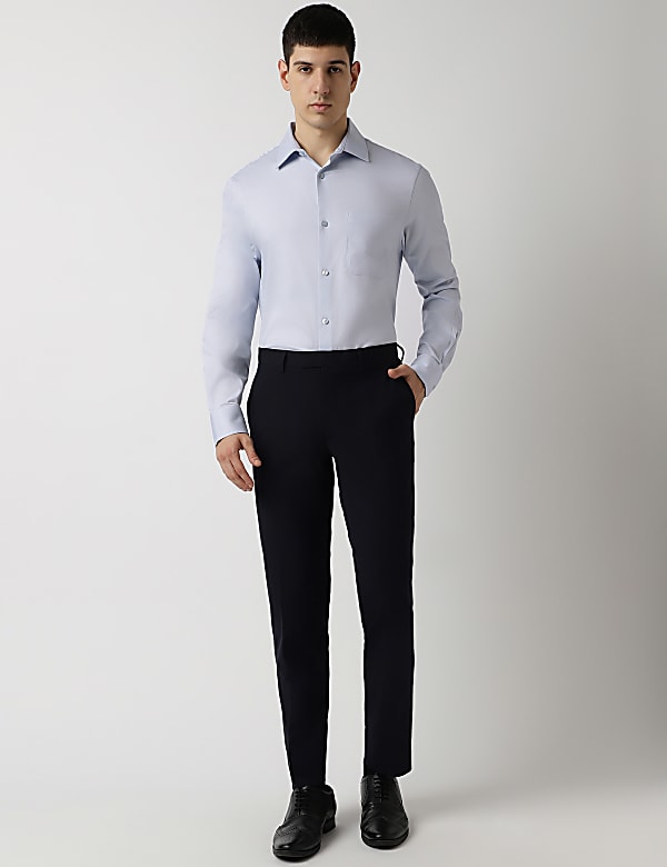 Cotton Rich Plain Spread Collar Shirt