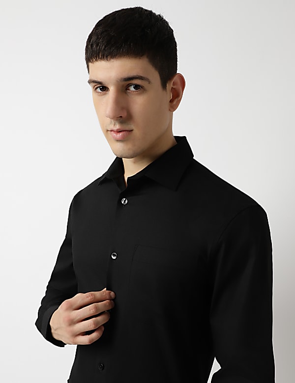 Slim Fit Cotton Rich Spread Collar Shirt