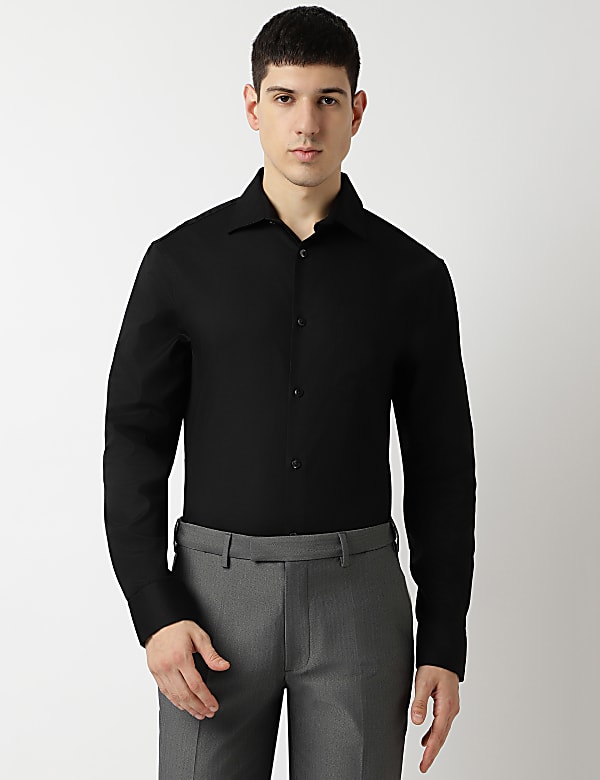 Slim Fit Cotton Rich Spread Collar Shirt