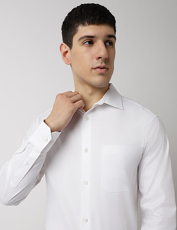 Slim Fit Cotton Rich Spread Collar Shirt