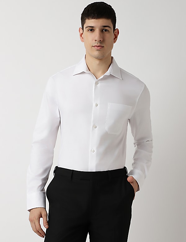 Slim Fit Cotton Rich Spread Collar Shirt