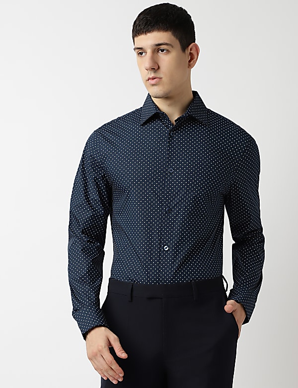 Slim Fit Cotton Rich Printed Shirt