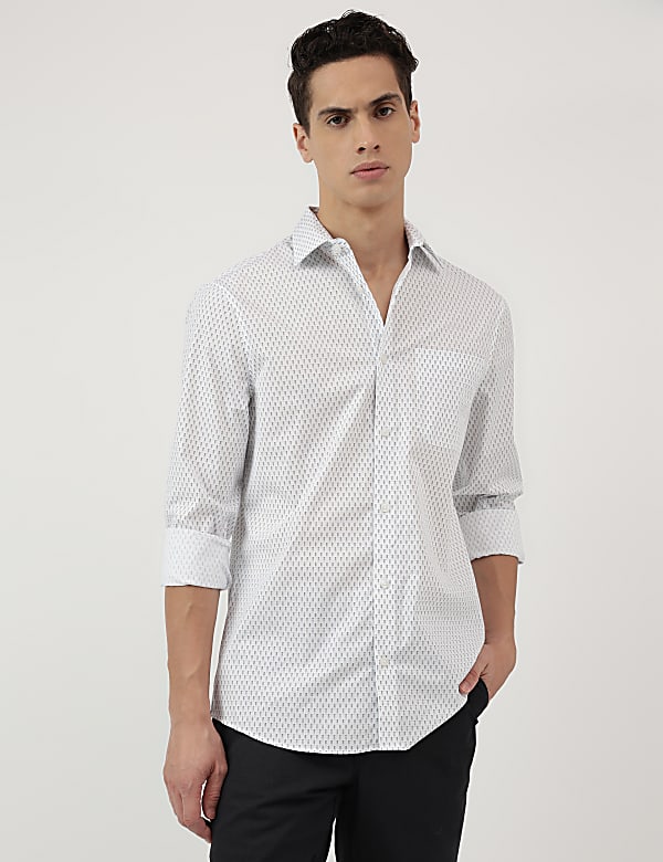 Slim Fit Spread Collar Shirt