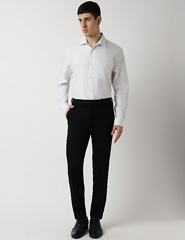 Pure Cotton Checks Spread Collar Shirt