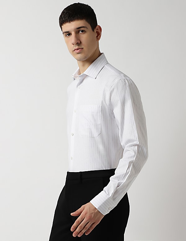 Pure Cotton Stripes Spread Collar Shirt