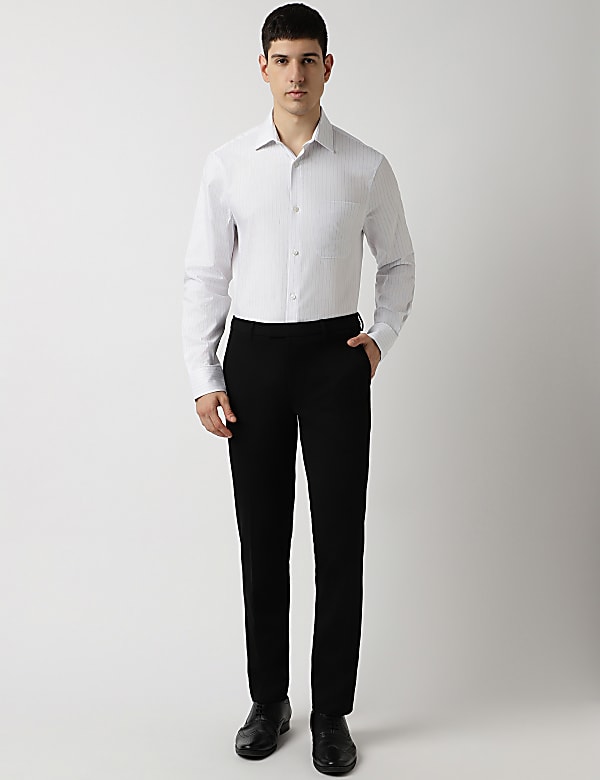 Pure Cotton Stripes Spread Collar Shirt