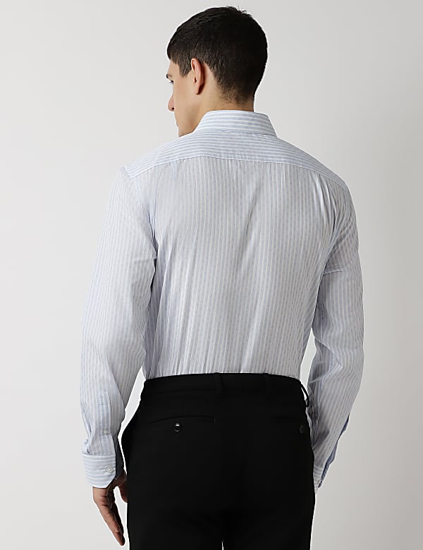 Pure Cotton Stripes Spread Collar Shirt