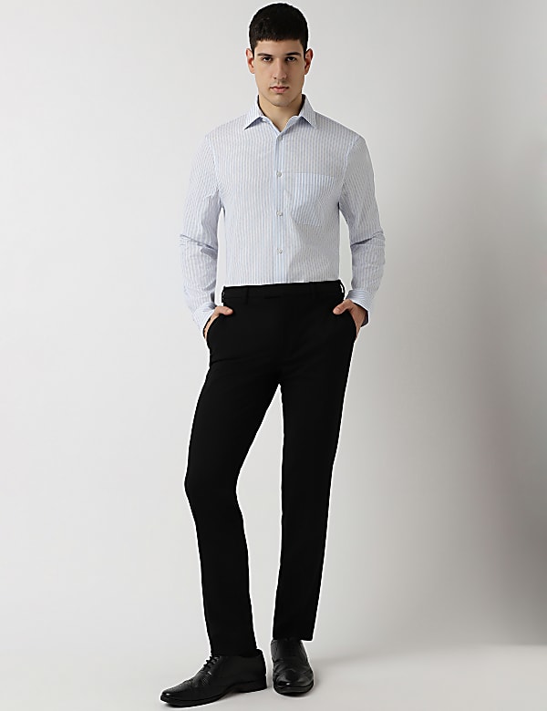 Pure Cotton Stripes Spread Collar Shirt