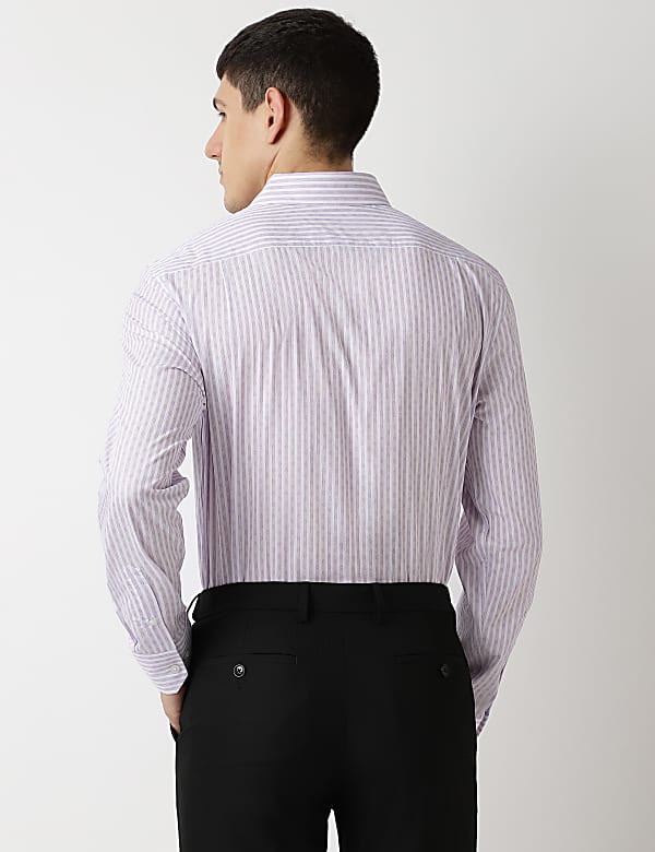 Pure Cotton Stripes Spread Collar Shirt