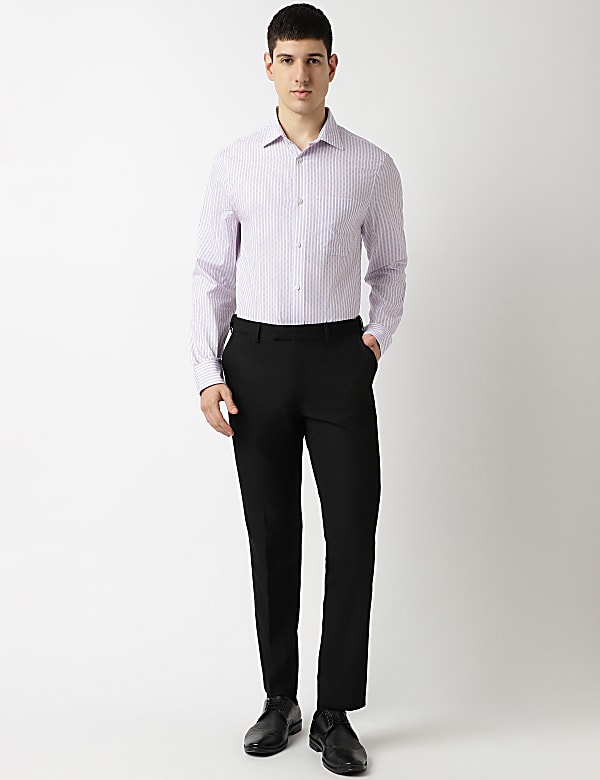 Pure Cotton Stripes Spread Collar Shirt