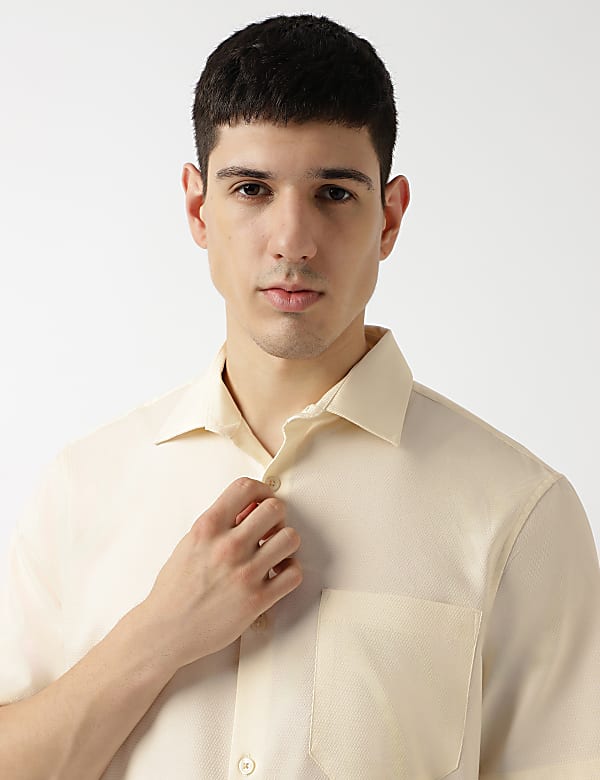 Pure Cotton Spread Collar Shirt