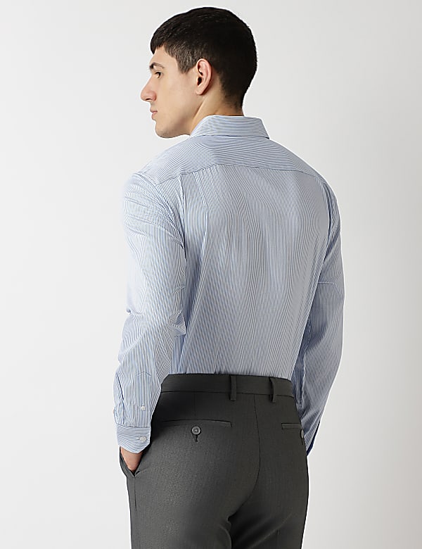 Pure Cotton Stripes Spread Collar Shirt