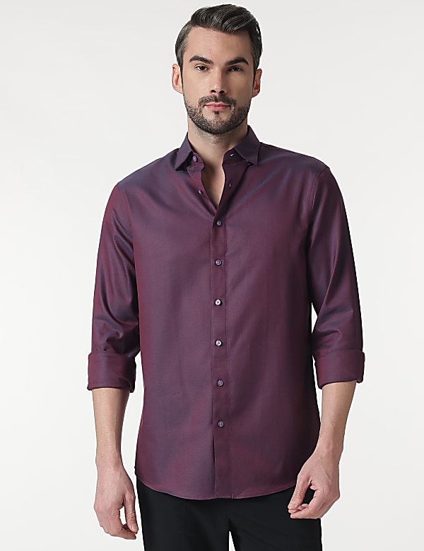 Pure Cotton Self Design Full Sleeves Shirt