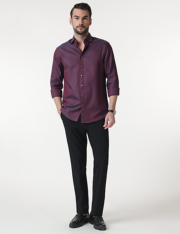 Pure Cotton Self Design Full Sleeves Shirt