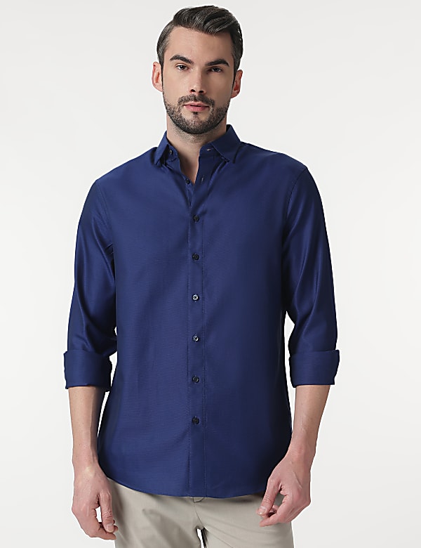 Pure Cotton Self Design Full Sleeves Shirt