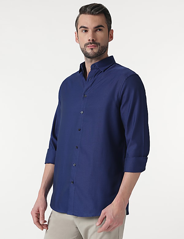 Pure Cotton Self Design Full Sleeves Shirt