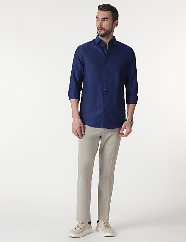 Pure Cotton Self Design Full Sleeves Shirt
