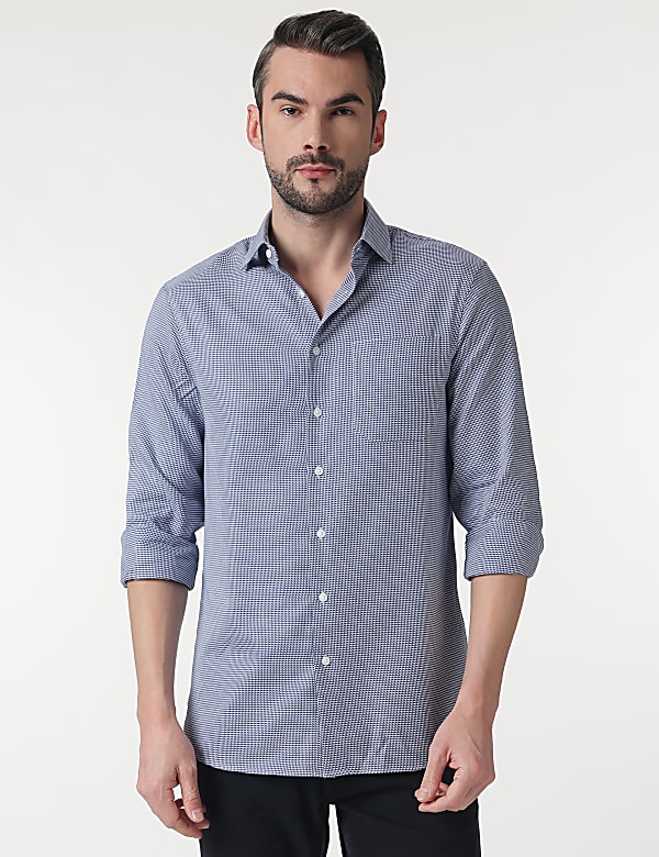 Pure Cotton Self Design Full Sleeves Shirt