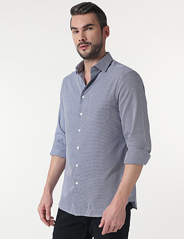 Pure Cotton Self Design Full Sleeves Shirt