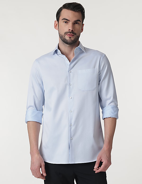 Pure Cotton Self Design Full Sleeves Shirt