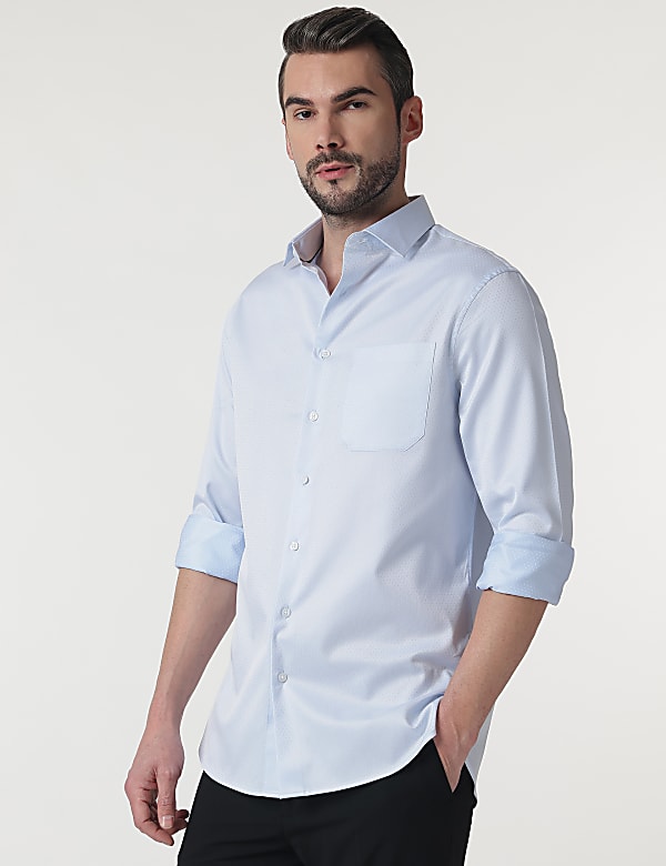 Pure Cotton Self Design Full Sleeves Shirt