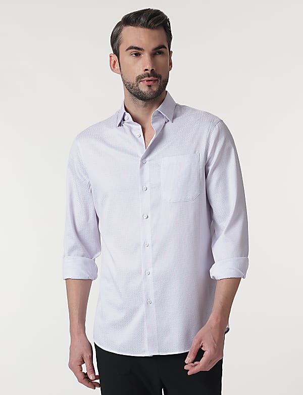 Pure Cotton Self Design Full Sleeves Shirt
