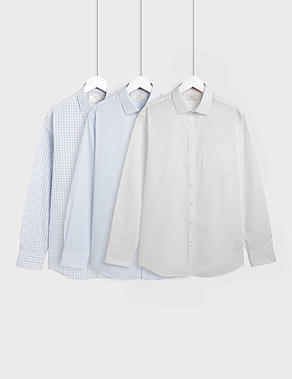 3pk Easy Iron Collared Shirts