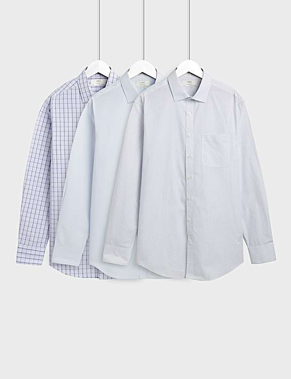 3pk Slim Fit Easy Iron Shirts