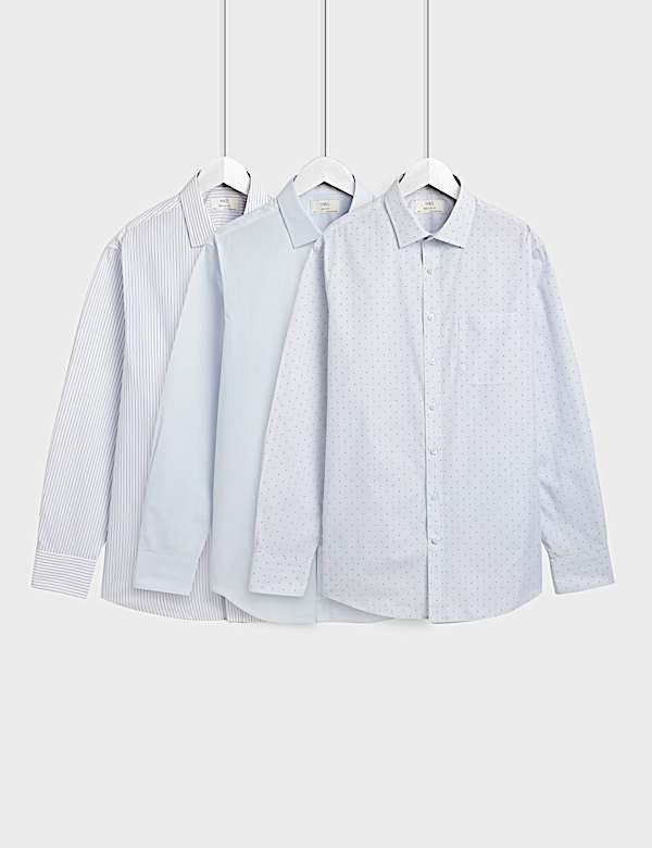 3pk Easy Iron Spread Collar Shirts