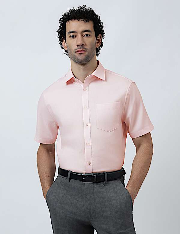 Pure Cotton Textured Short Sleeve Shirt