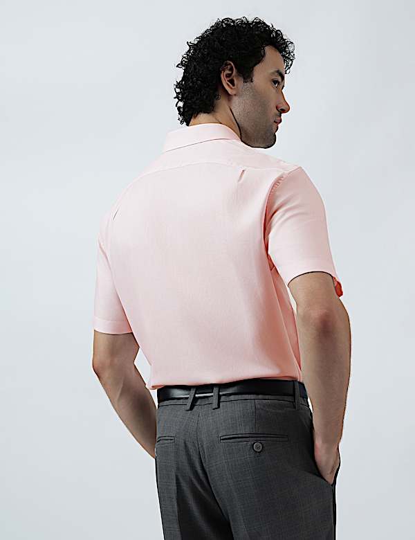 Pure Cotton Textured Short Sleeve Shirt