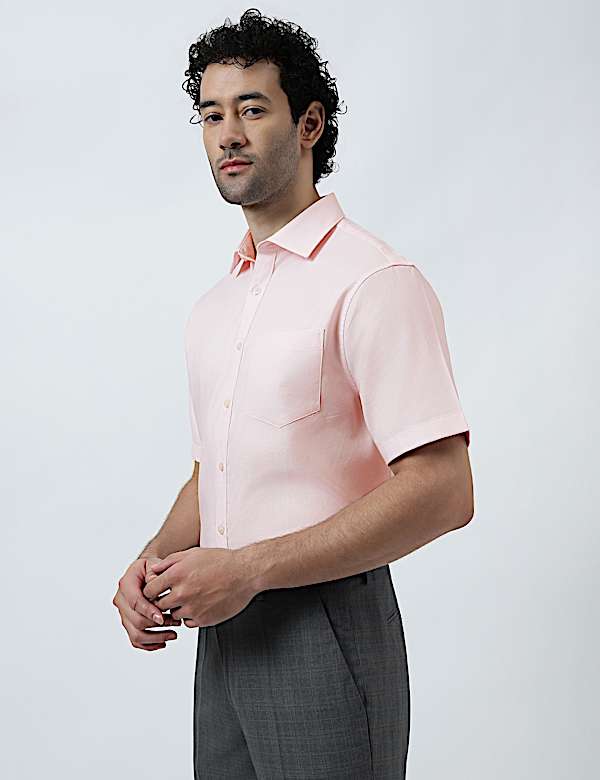 Pure Cotton Textured Short Sleeve Shirt