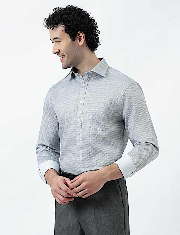 Cotton Rich Geometric Print Shirt