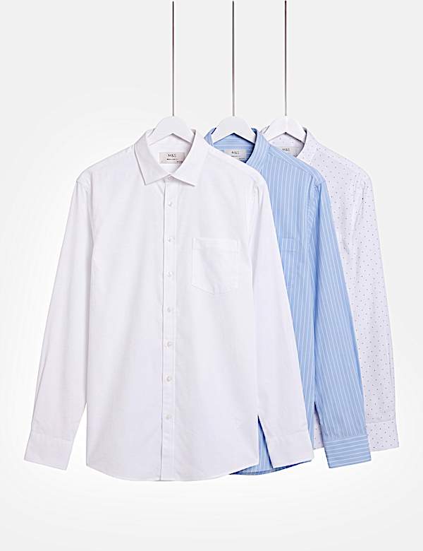 Pack Of 3 Print, Solid & Stripe Shirts