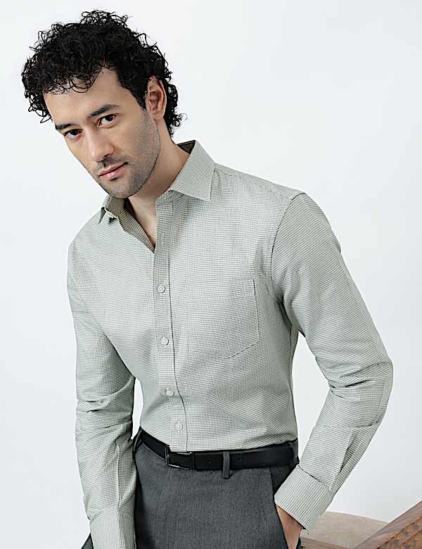 Pure Cotton Micro Check Shirt
