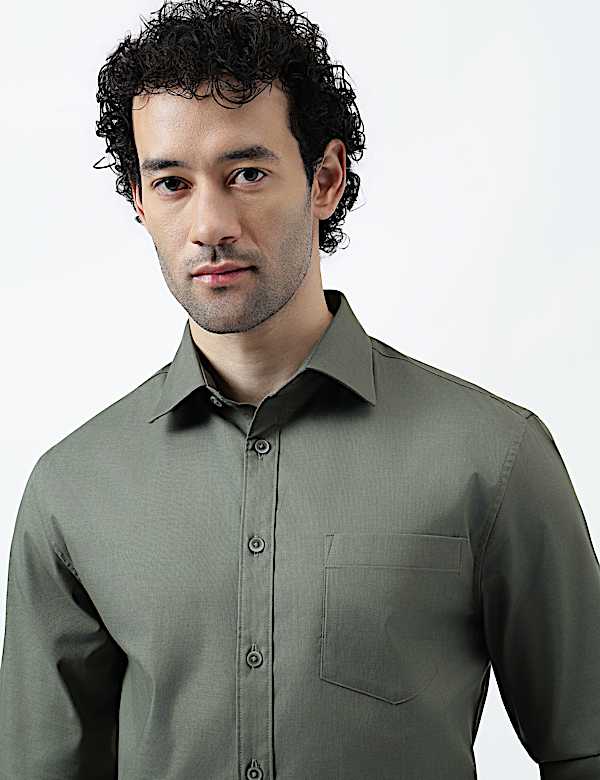 Regular Fit Cotton Rich Textured Shirt