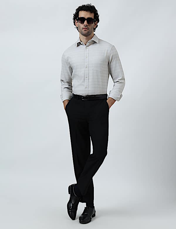 Cotton Rich Windowpane Check Shirt