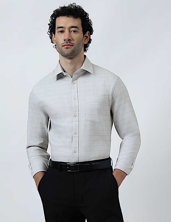 Cotton Rich Windowpane Check Shirt