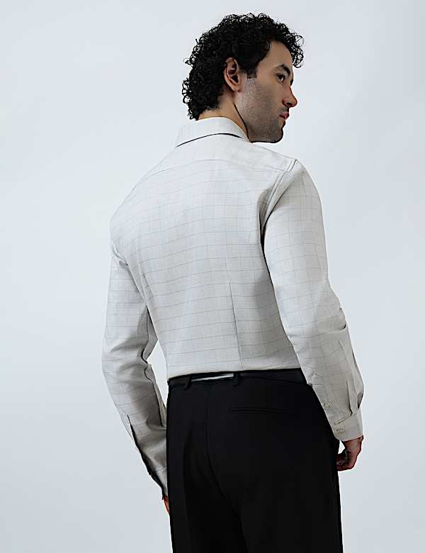 Cotton Rich Windowpane Check Shirt