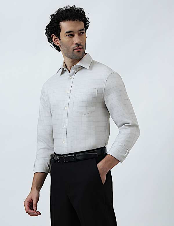 Cotton Rich Windowpane Check Shirt