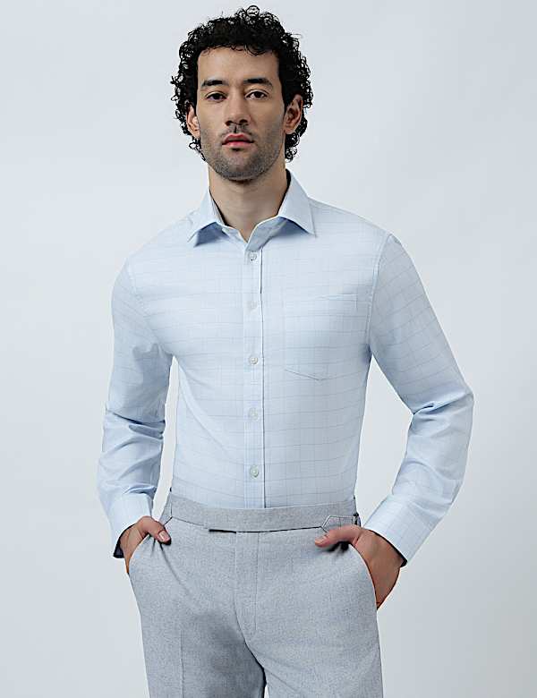 Cotton Rich Windowpane Check Shirt